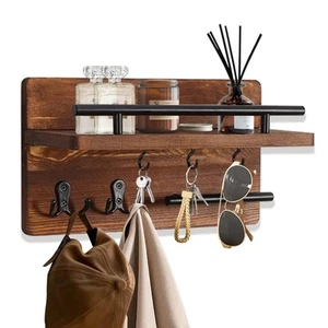 Key and Mail Holder Wall Mount,Wooden Key Rack and Mail Organizer with 5 Key ... - Picture 1 of 9