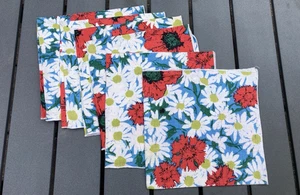 Servilletas de lino de tela de cena vintage margaritas clavel rojo azul verde blanco años 70 - Imagen 1 de 10