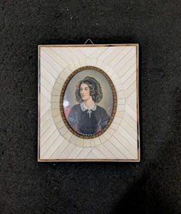 Antikes Miniaturporträt von Lola Montez handgemalt signiert 4,75" x 5,5" - Bild 1 von 6