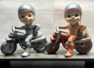 Vintage Atlantic Mold Company Keramik Junge & Mädchen Motorrad Fahrrad 70er Jahre - Bild 1 von 18