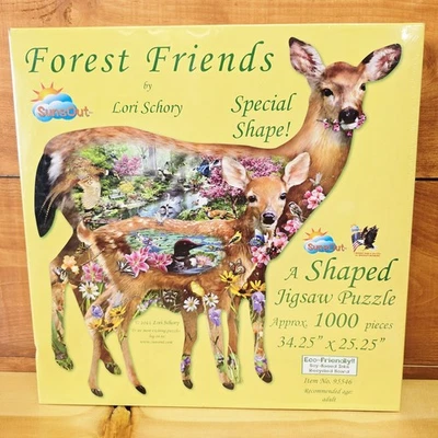 SEALED Sunsout Jigsaw Puzzle Forest Friends 1000 Pc 95546 Lori Schory Deer Fawn - Image 1 of 4
