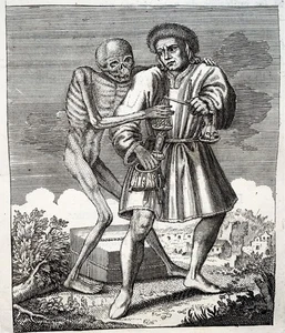 1744 Merian, Dance of Death, the Businessman, copper engraving - Picture 1 of 2