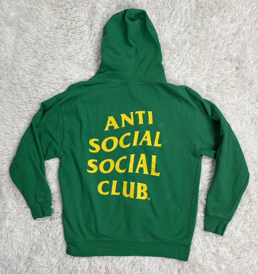 Sudadera con Capucha Verde Estrés y Deprimida Club Social Anti Social Para Hombre Talla Grande Foto 1 de 4