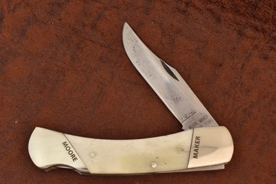 MOORE MAKER MATADOR ТЕХАС СДЕЛАНО В США ГЛАДКАЯ КОСТЬ СРЕДНИЙ ЗАМОК НОЖ (28968) - Изображение 1 из 4