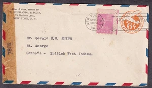 1943 WWII Zensur 7801 Brief R Schwanda Söhne New York nach St George Grenada BWI - Bild 1 von 2