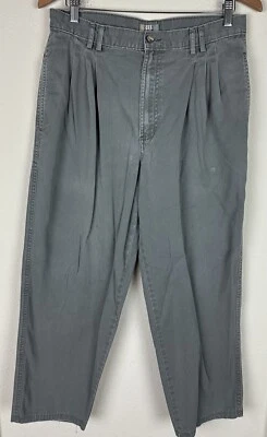 Pantalón Pantalón DESTROYED Vintage Años 90 Verde Oliva Caqui 30x26 REAL Plisado Papá Foto 1 de 4