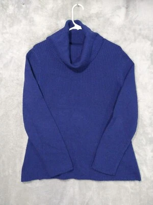 Suéter feminino Banana Republic grande azul luxo mistura de cashmere gola alta - Imagem 1 de 4
