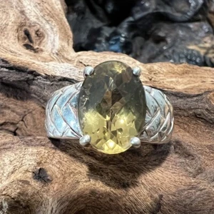 Vintage Clyde Duneier 5,21 ct ovaler Schachbrettschliff Citrin Ring Größe 7,5 925 - Bild 1 von 15