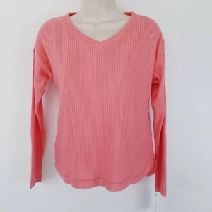 Art Class Girls Long Sleeve Shirt L 10-12 V Orange Peach V Neck Stretch Comfort - Picture 1 of 8