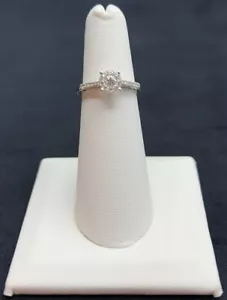 VVS Clarity D-E Color .45Ct Diamond 18K White Gold Engagement Ring Size 4  - Picture 1 of 6
