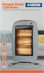 Halogen Heater Electric Premium Portable Oscillating 3 Bar Heat Setting 1200W