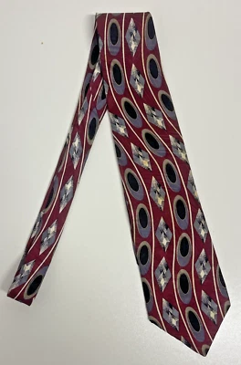 Screenplay By Martin Wong 58” Men’s Tie All Silk Geometric Abstract Design - Image 1 of 4