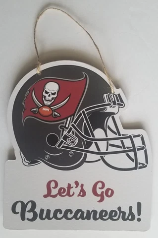 Tampa Bay Buccaneers NFL Plaque Let's Go Buccaneers Wood Sign Wall Hanging NWT Cover