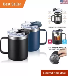 12oz Stainless Steel Insulated Coffee Mug with Handle, Double Wall Vacuum Tra... - Picture 1 of 8