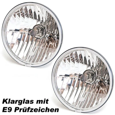 2 Scheinwerfer 7" Klarglas Hauptscheinwerfer H4 TÜV Jeep CJ Wrangler TJ JK 73-16 - Bild 1 von 4