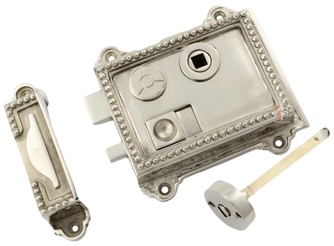 Polished Nickel Regency Style Vintage Victorian Olde Bathroom Rim Latch Lock Cover