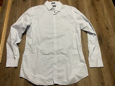 Camisa Banana Republic Para Hombre Grande Azul Blanco Manga Larga Con Botones Calce Ajustado Foto 1 de 4