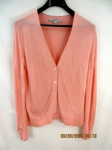 ANN TAYLOR LOFT Gr. Damen L Baumwolle/Rayon babyrosa sehr dünne V-N Strickjacke Pullover - Bild 1 von 17
