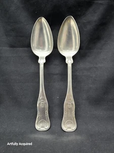 Antique Kings Pattern Silver Spoons Not Marked Monogram On Underside 5826 - Picture 1 of 20