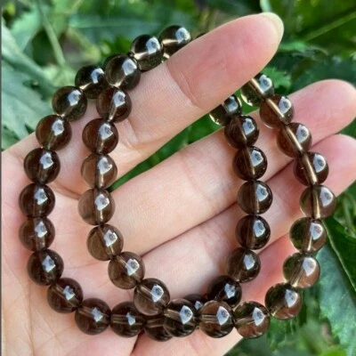Pulsera de cuentas de cuarzo ahumado pulsera elástica espiritual amistad alivio del estrés Foto 1 de 4