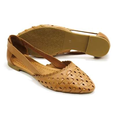 Women Spring Step Delorse Camel Brown Leather D'Orsay Flats - Image 1 of 4