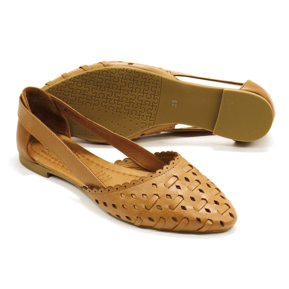 Women Spring Step Delorse Camel Brown Leather D'Orsay Flats - Image 1 of 4