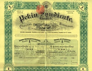 CHINA PEKIN SYNDICATE LTD Aktienzertifikat / Anleihe 1900 - Bild 1 von 2