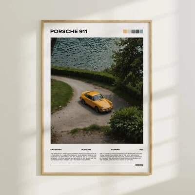 Magazine Style Porsch 911 by Lake Como, Vintage Porsche   Decor Home - Image 1 of 2