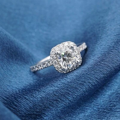 Diamond Halo Engagement Ring Platinum 1.6ct Cushion GIA G VS1 Sz 7.25 CO1133 - Image 1 of 4