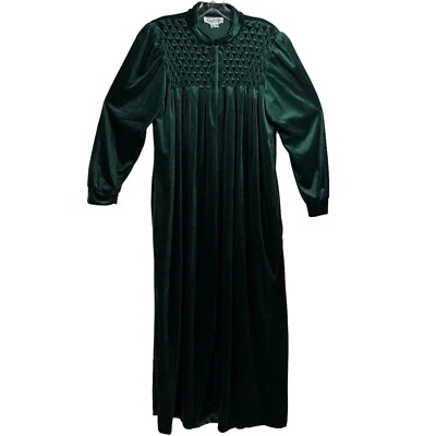 VTG Saybury Womens Velour Full Zip Robe Size S Green Loungewear Long Sleeve - Image 1 of 4