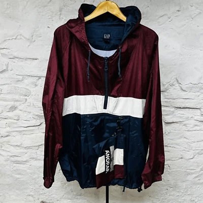 GAP Anorak Hooded Color Block Technical Jacket 1/2 Zip Hoodie XL Outdoor Vintage - Image 1 of 4