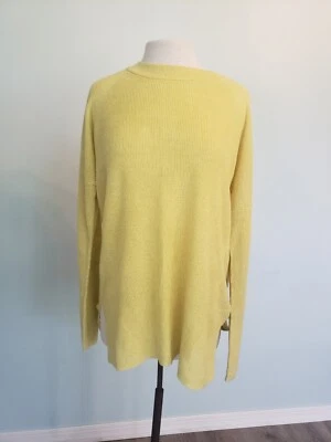 Banana Republic Women's M L Sweater Mock Neck 100% Knit Linen Yellow Artsy Sheer - Image 1 of 4