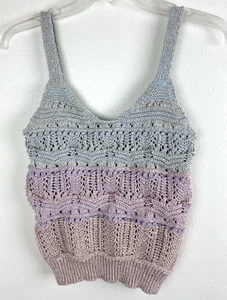 DEX Ombre Häkel Strick ärmellos V-Ausschnitt Tank Top Größe Small - Bild 1 von 3