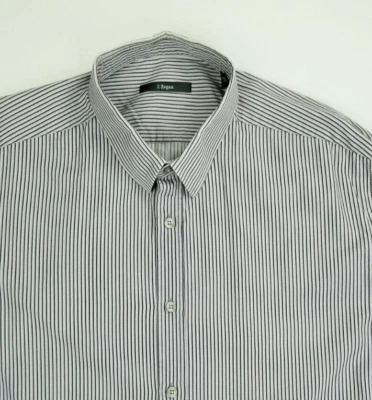 Z Zegna 43/17 Men s Black Graay Lilac Stripe Men s Long Sleeve City Cotton Shirt - Image 1 of 4