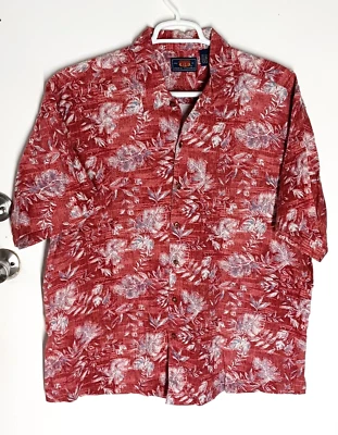 Camisa Tropical Hawaiana Route 66 Para Hombre XL Manga Corta Hojas Abotonadas Algodón Foto 1 de 4
