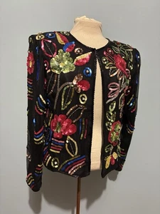 Chaqueta de lentejuelas vintage años 80 con cuentas - Imagen 1 de 6