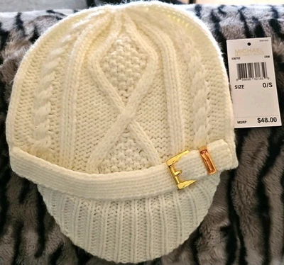 Gorra de periodista MICHAEL Michael Kors talla única blanco roto tejido con cable-ret. $48 Foto 1 de 4