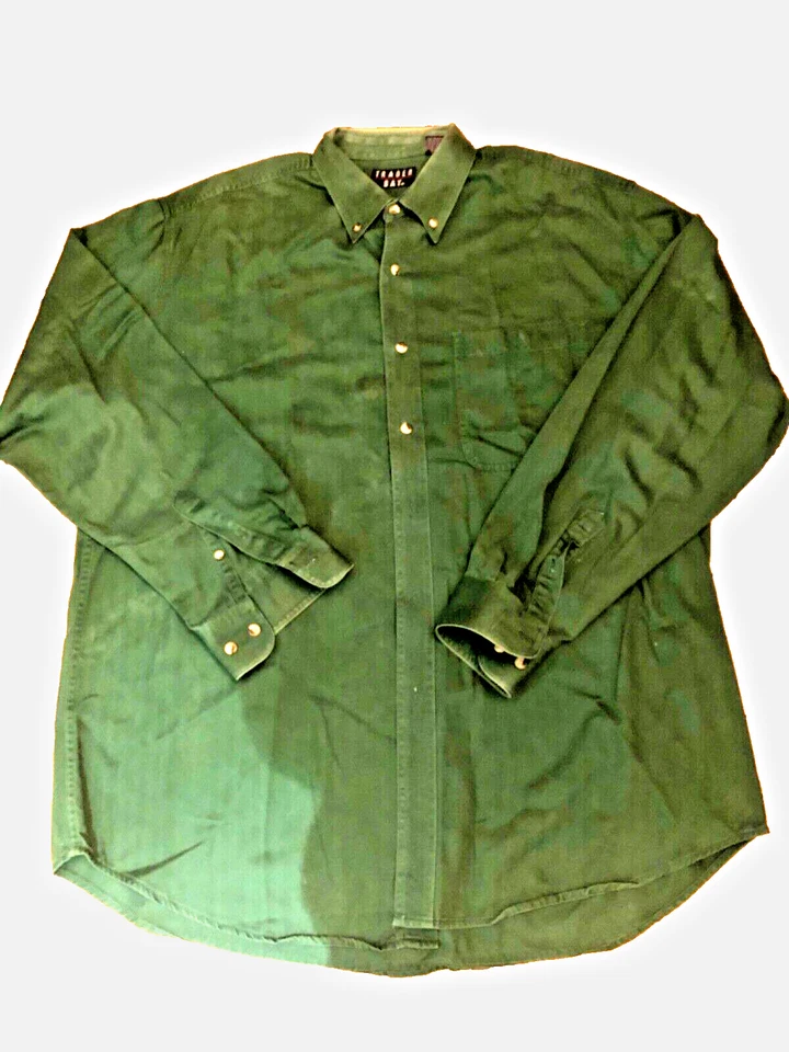 Trader Bay Mens Green Shirt Size L Long Sleeve Button Down 100% cotton 22" arm - Image 1 of 3