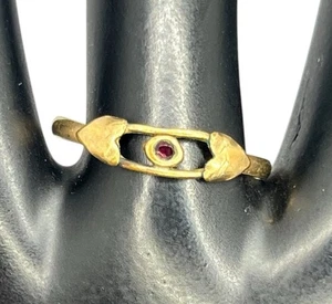 14K Gold gefüllt viktorianischer roter Stein zierlicher Bandring Gr. 8,25 Vintage - Bild 1 von 16