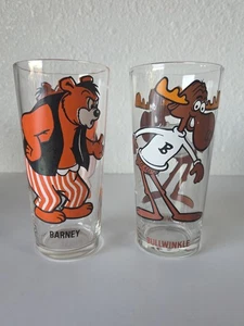 Vintage 1975 Bullwinkle & Barney From Pepsi Collector Series Drinking Glasses - Picture 1 of 7