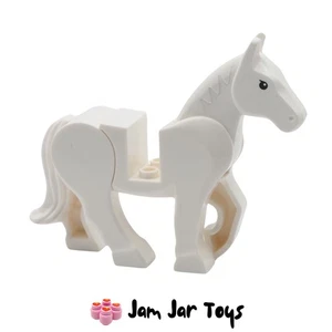 LEGO Minifigure Poseable White Horse, Black Eyes F33 - Picture 1 of 3