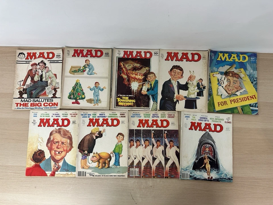 Vintage 70s Mad Magazine Lot Of 9 - #171 172 177 182 185 197 199 201 & 204 Foto 1 de 4