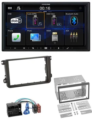 Alpine Bluetooth 2DIN MP3 DAB USB Autoradio für VW T6 2015-2019 schwarz - Bild 1 von 4