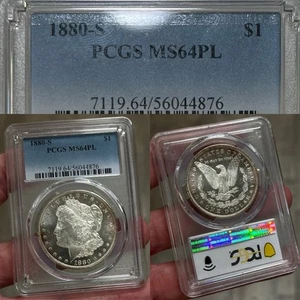 1880 S Morgan Dollar PCGS MS64PL Doubled Date Silver Proof Like Coin $1 - Picture 1 of 17