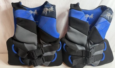 Lote de 2 chalecos salvavidas juveniles HYPERLITE 50-90 libras modelo aprobado por USCG azul Foto 1 de 4