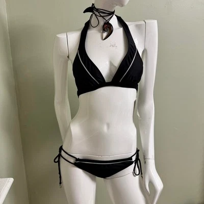 Bikini Deadstock con cremallera negra dividida - Talla S (se adapta a S/M) - Nuevo con etiquetas  Foto 1 de 4