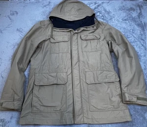 Uniqlo Parka Jacket Mens Large Khaki Hooded Field 60/40 Cotton Nylon YKK 2016 - Picture 1 of 22