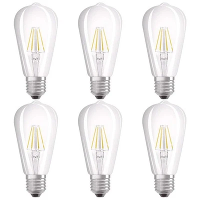 6 x Osram LED Filament Edison 4W = 40W E27 klar ST64 warmweiß 2700K UVP 47€ - Bild 1 von 3