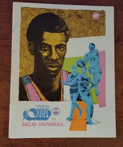 1971 VIRGINIA SQUIRES DALLAS CHAPARRALS ABA BASKETBALL PROGRAM 4TH PRO GAME DR J - Picture 1 of 7