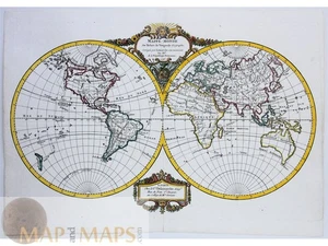 Antique World Map – Twin Hemisphere Northwest Coast North America. Vaugondy 1795 - Picture 1 of 11